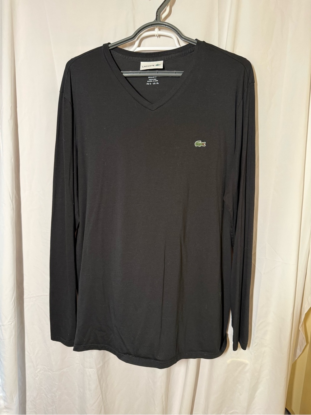 Lacoste Men’s Black Long-Sleeve V-Neck Shirt
